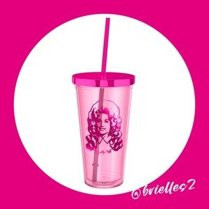 🎠 New Dolly Parton Pink Birthday Tumbler with Lid & Straw
